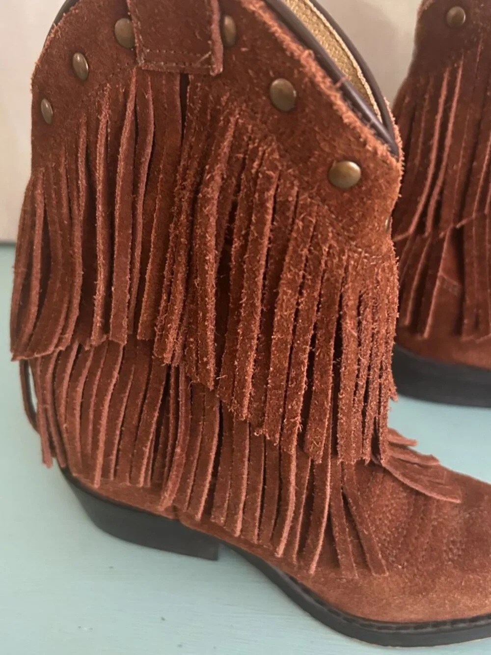 Smoky Mountain Girls Wisteria Double Fringe Tan Western Boot Size 9 Cowgirl Boot